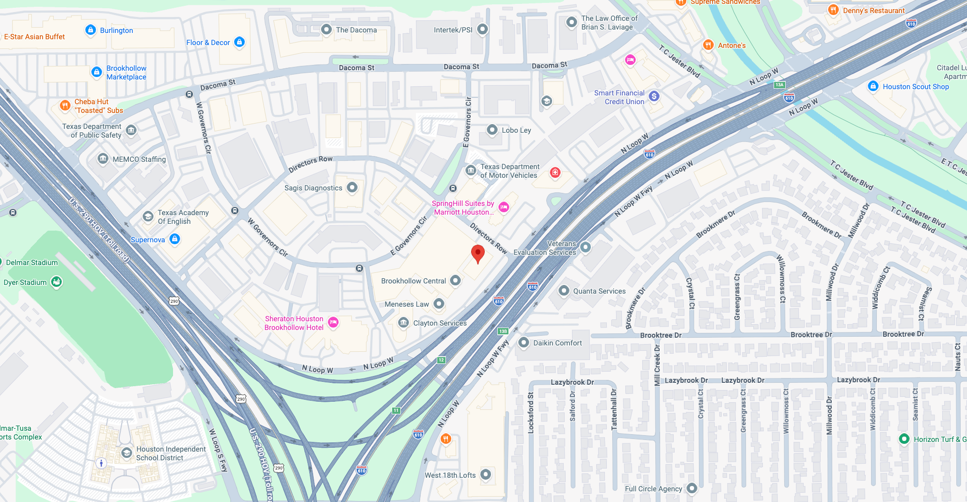 Map showing 2800 N Loop West, Suite 925, Houston, TX 77092